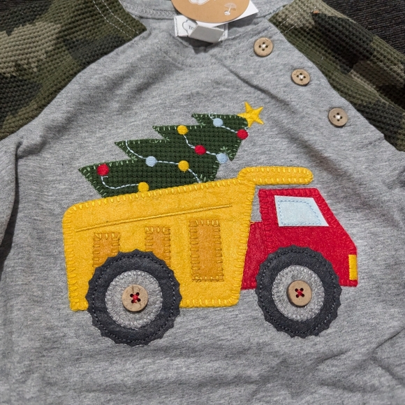 Mud Pie Dump Truck Christmas Bodysuit - Picture 2 of 4